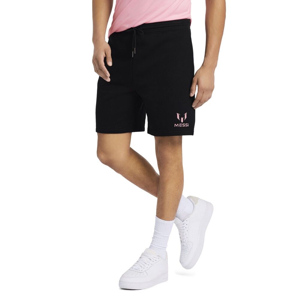 Messi Mens Athletic Fleece Black Active Jersey Pant Sports Shorts Size M